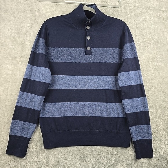 Brooks Brothers Polo Sweater Mens Small Striped Rugby‎ Merino Wool Long Sleeve - Picture 1 of 12